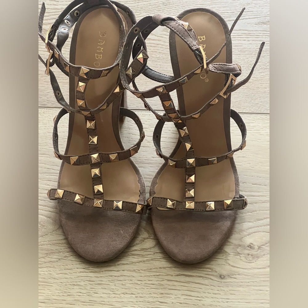 Taupe Studded Heels